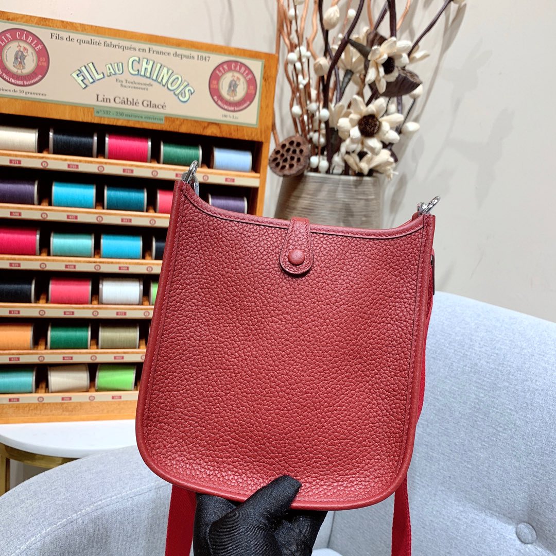 에르메스 미니 에블린16 보르도 레드 은장 끌레망스 가죽